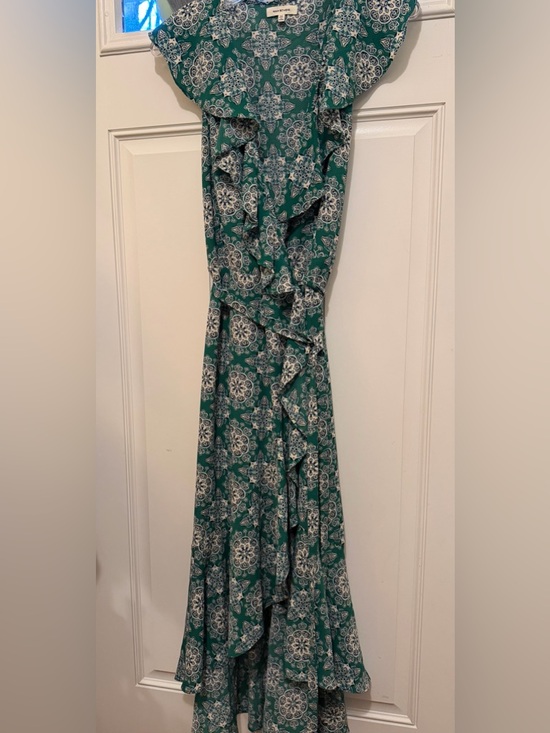 Max Studio Green and Blue Ruffle Maxi Dress - Picture 2 of 5